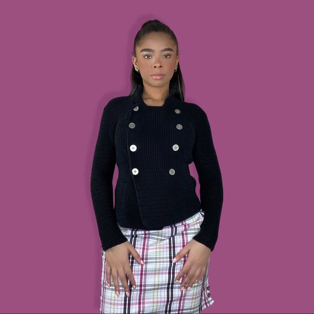 Double Button Knit/Crotchet Sweater